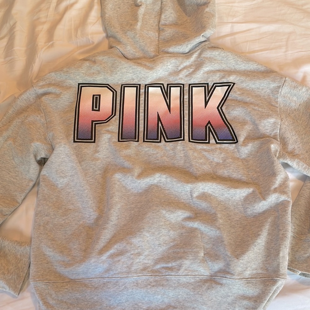 VS PINK Heather grey zip hoodie size SM - Picture 2 of 6